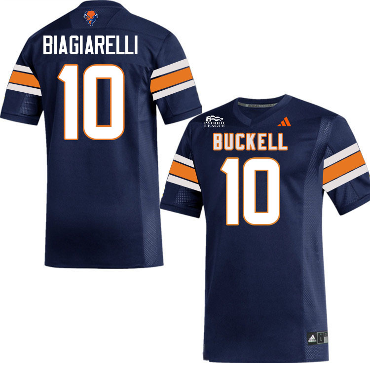 Bucknell Bison #10 Brandon Biagiarelli College Football Jerseys,Uniforms-Navy